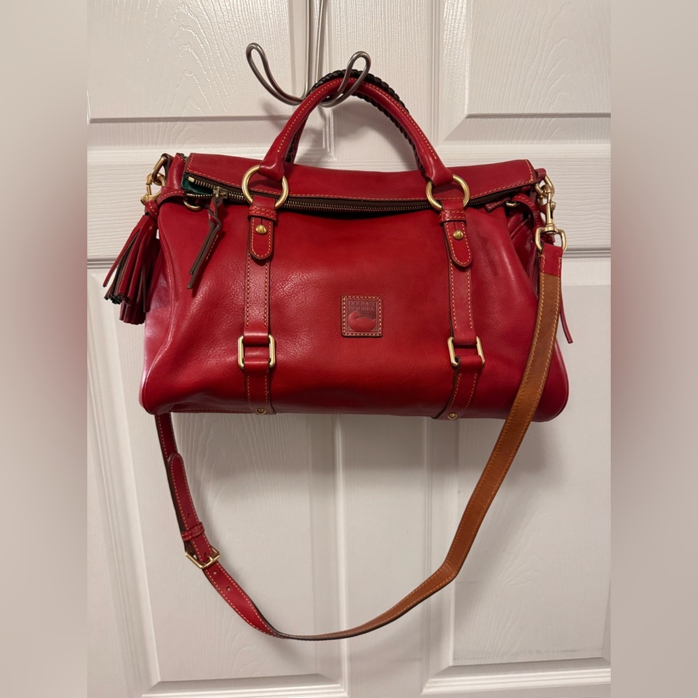 Large Red Dooney and Bourke Florentine Satchel Like New!